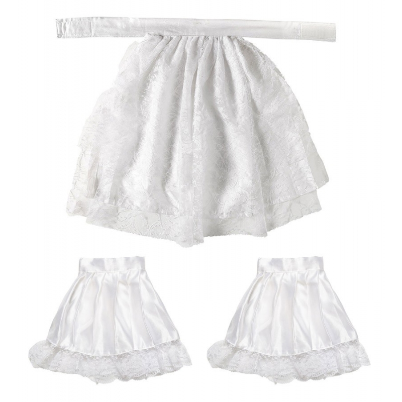 Jabot et manchettes avec dentelle blanche