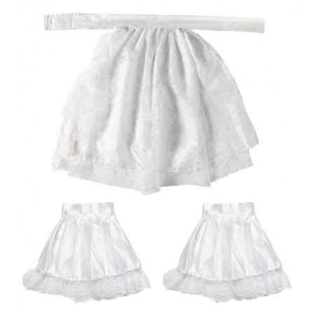 Jabot et manchettes avec dentelle blanche