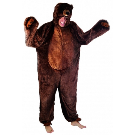 déguisement Ours Brun pour homme, combinaison d'ours à capuche