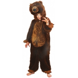 Déguisement d'ours pour enfant, combinaison d'ours brun à cagoule avec fermeture sur l'avant