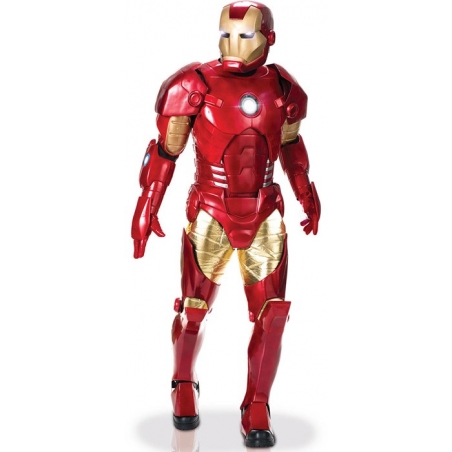 Déguisement Iron Man luxe édition collector, armure complète avec torse, mains et yeux lumineux - costume Marvel