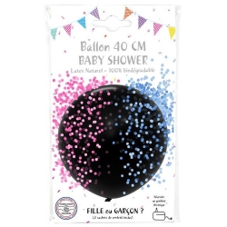 Ballon baby shower fille ou garçon avec confettis - Ø 40 cm