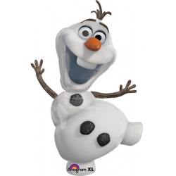 Grand ballon hélium en forme de Olaf, idéal pour votre déco d'anniversaire sur le thème Disney La reine des neiges