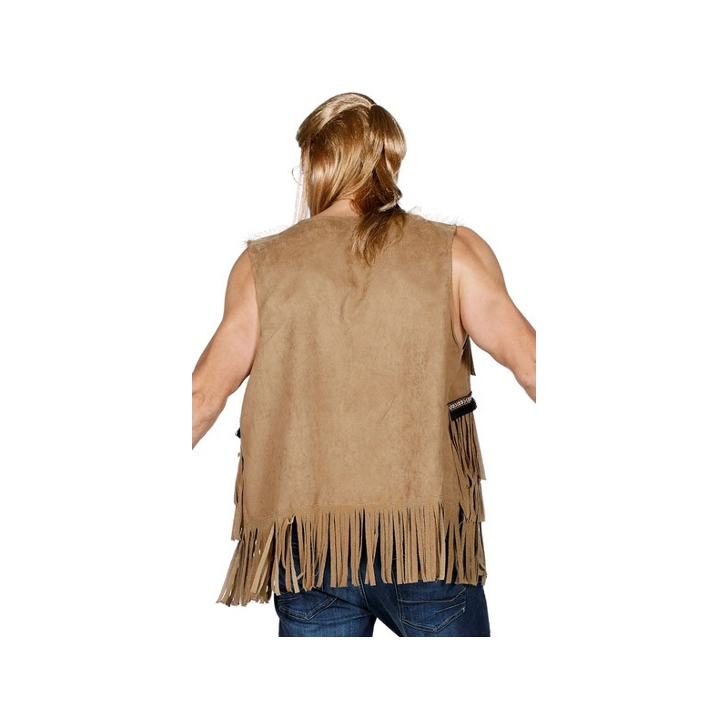 Complétez votre déguisement d'indien ou hippie homme avec cette veste à franges disponible en grandes tailles