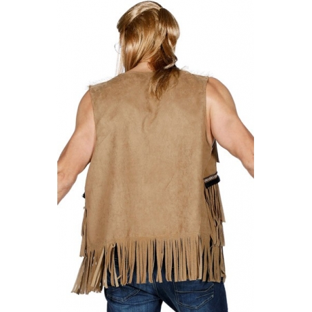 Complétez votre déguisement d'indien ou hippie homme avec cette veste à franges disponible en grandes tailles