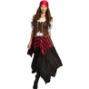 Déguisement de pirate pour femme longue robe noire avec boléro et bandeau