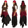 Costume de pirate pour femme, robe longue avec rayures noires et rouges