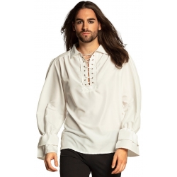 Chemise de pirate pour homme de couleur blanche idéale pour compléter un costume médiéval ou un déguisement de pirate