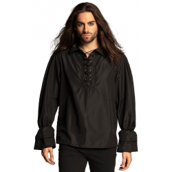 Chemise de pirate pour homme, couleur noir peut être utilisée pour accessoiriser une tenue médiévale ou un costume de vampire
