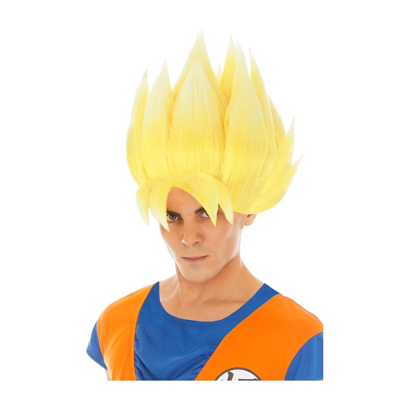 Perruque Goku jaune Saiyan Dragon Ball Z adulte sous licence officielle