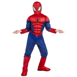 Déguisement Spiderman musclé pour enfant avec combinaison au torse rembourré et cagoule - Costume Marvel