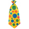 Grosse cravate de clown de couleur jaune avec pois multicolore
