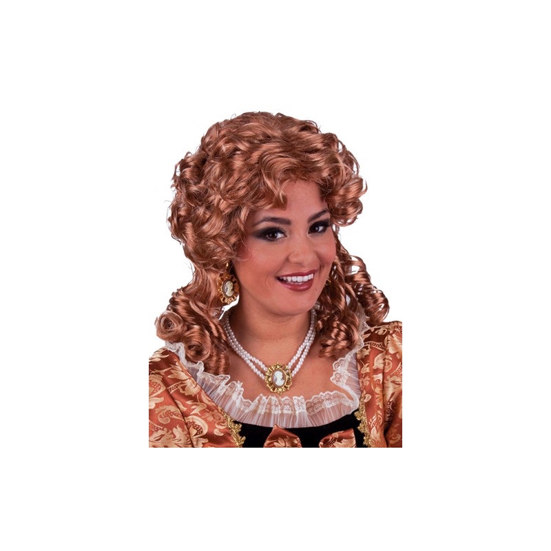 Perruque de marquise châtain pour femme, perruque d'époque aux longs cheveux bouclés