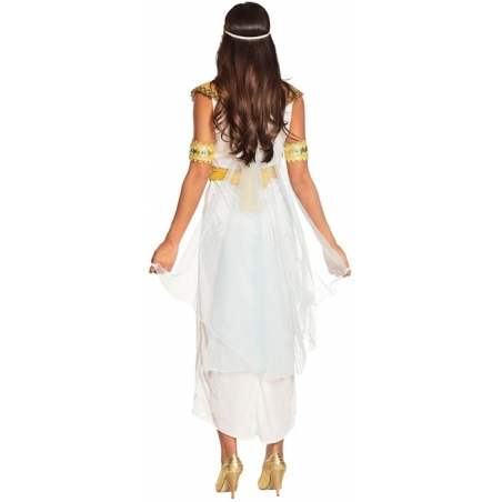 Déguisement Cléopâtre pour femme, longue robe égyptienne avec voile, ceinture, bandeau et bracelets