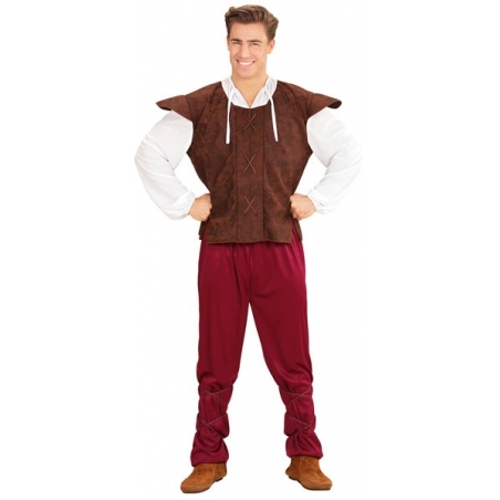 Costume d'aubergiste d'époque médiévale pour homme, disponible à partir de la taille S jusqu'au XL