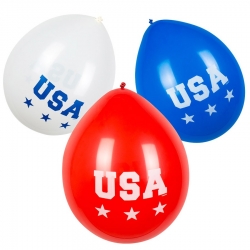 6 Ballons USA latex, 25 cm de diamètre