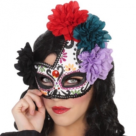 Loup mexicain avec fleurs "Day of the dead" Loup mexicain avec fleurs "Day of the dead"