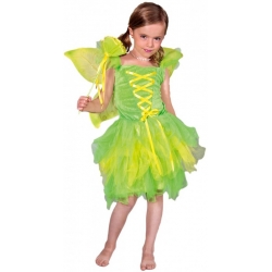 Déguisement de fée verte fille avec robe, ailes et baguette