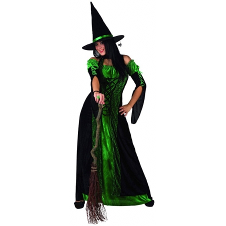 Costume de sorcière verte pour femme - déguisement halloween