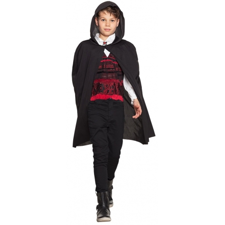 Cape noire à capuche enfant 115 cm