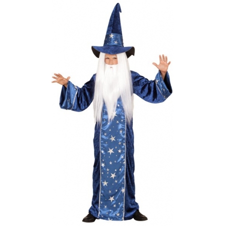 déguisement de sorcier pour enfant, idéal pour incarner Merlin l'enchanteur pour le carnaval ou halloween