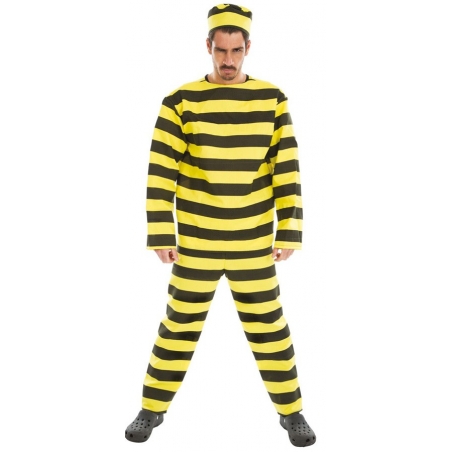 Déguisement prisonnier jaune et noir homme