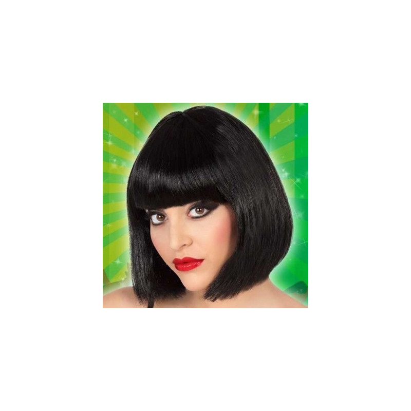 Perruque carré noir avec frange