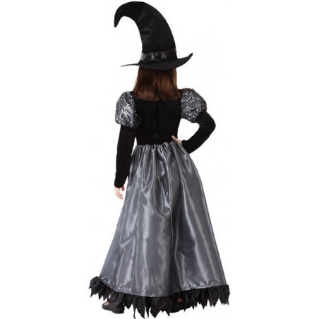 Robe de sorcière pour fille de 3 à 12 ans avec chapeau assorti