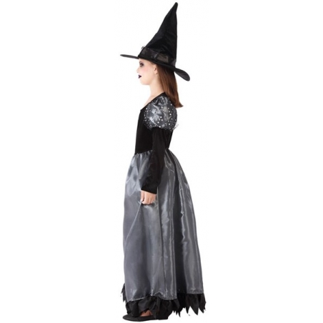 déguisement sorcière noir et gris pour fille de 3 à 12 ans