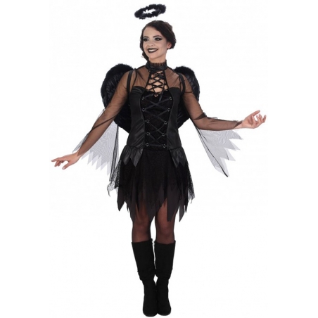 Déguisement ange noir femme au rendu gothique idéal pour se déguiser pour Halloween