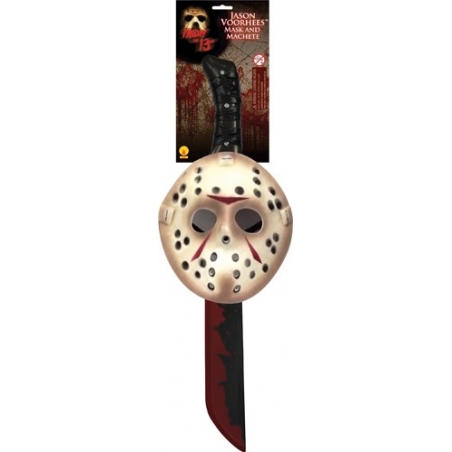 Masque Jason Vendredi 13 avec machette - personnage de film d'horreur