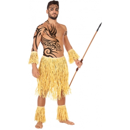 Kit Hawaien pour homme, accessoires pour bras et jambes avec pagne