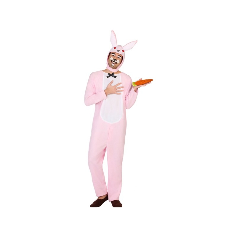 déguisement de lapin pour homme de couleur rose - costume enterrement de vie de garcon