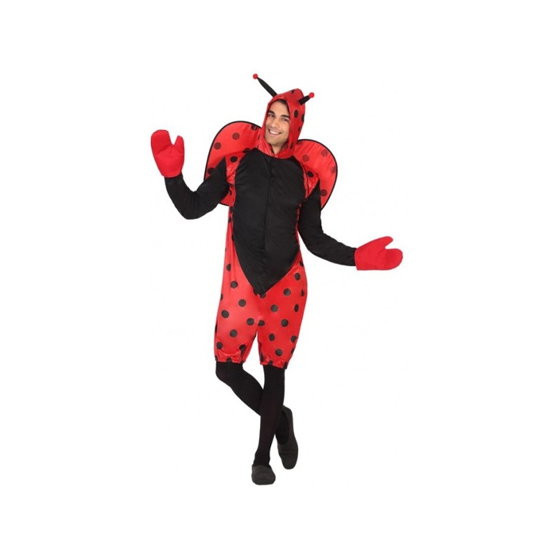déguisement de coccinelle pour adulte avec combinaison à capuche, gants et ailes - grande taille disponible