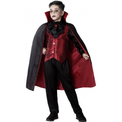 Déguisement de vampire pour garçon avec pantalon, haut, jabot et cape - Costume Halloween