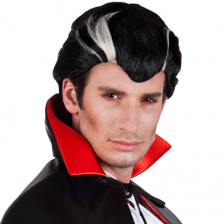 Perruque de vampire pour homme cheveux noirs et blancs