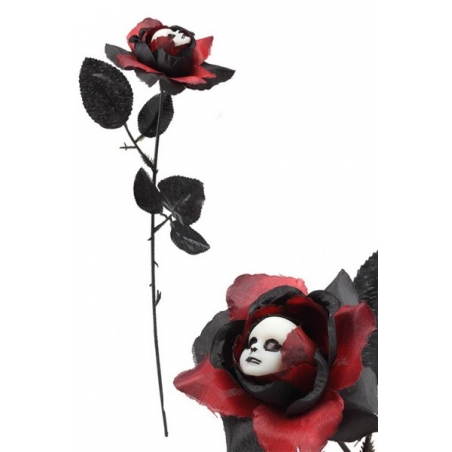 Rose noire et rouge avec visage blanc idéale pour réaliser une décoration pour Halloween