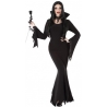 Déguisement Morticia Addams pour femme, longue robe noir au col remontant Déguisement Morticia Addams pour femme, longue robe noir au col remontant