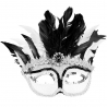 masque vénitien noir et blanc pour femme idéal pour accessoiriser une robe de marquise pour le carnaval