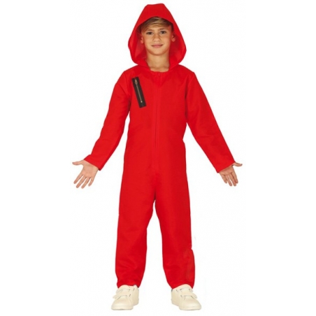 Combinaison rouge pour garçons et filles de 5 à 14 ans, déguisement de voleur pour enfants
