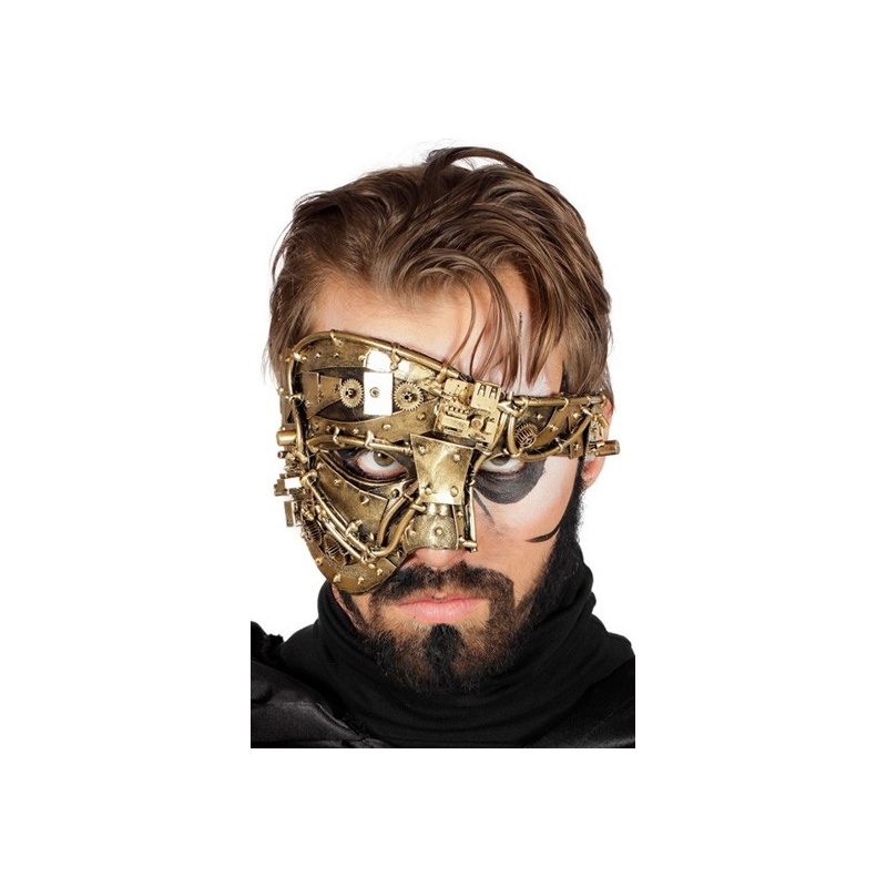 Demi masque Steampunk couleur or pour homme