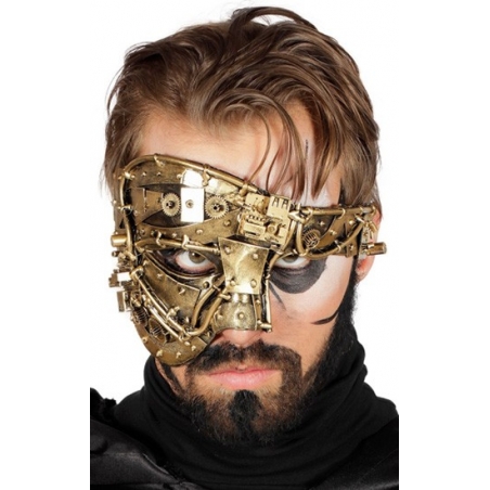 Demi masque Steampunk couleur or pour homme Demi masque Steampunk couleur or pour homme