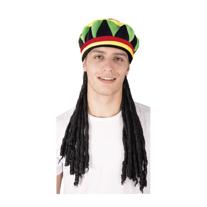 Bonnet rasta velours avec dreadlocks