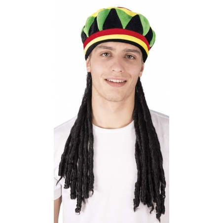 Bonnet rasta velours avec dreadlocks