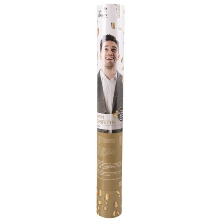Grand canon à confettis or, canon de 40 cm avec confettis métallisés Grand canon à confettis or, canon de 40 cm avec confettis métallisés