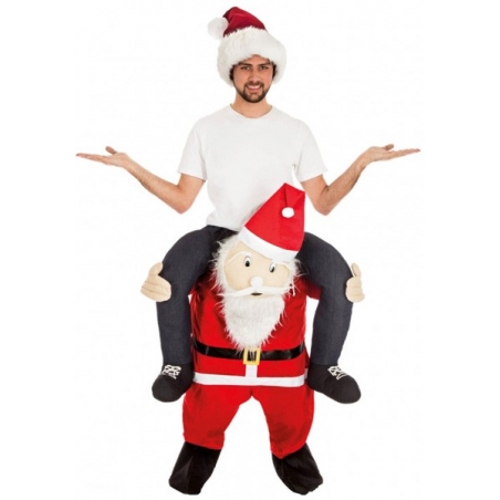 Déguisement Père Noël porte-moi adulte, donnez l'illusion d'être sur les épaules du Père Noël