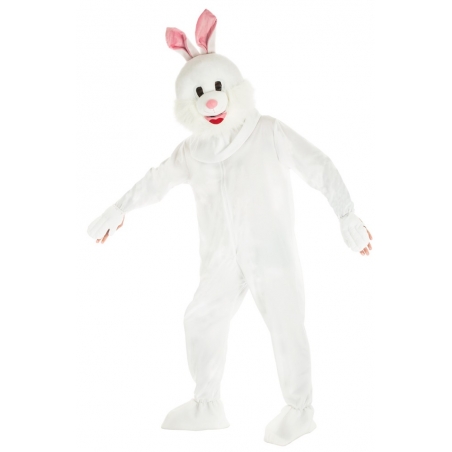 Mascotte de lapin blanc pour homme idéale pour faire la chasse aux oeufs de pâques