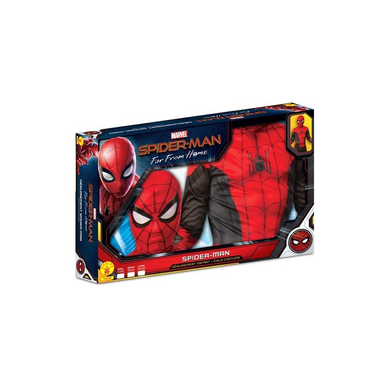Costume Spiderman Far From Home pour enfant, combinaison rouge et noire avec masque