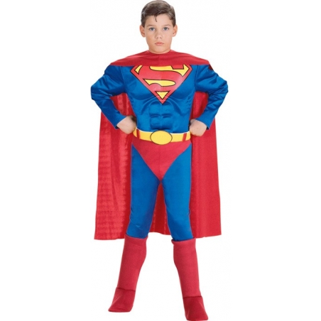 Déguisement de Superman musclé pour garçon avec combinaison, ceinture, cape et sur-bottes - DC Comics Costume