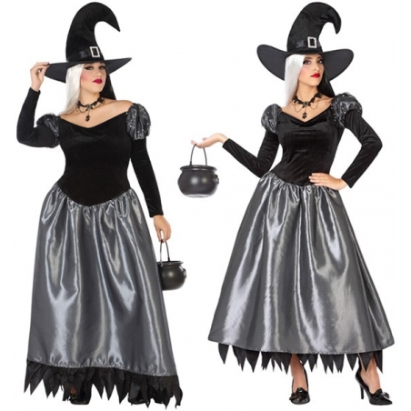 Déguisement sorcière noire et argent - Halloween - Magie du déguisement - Grande  taille